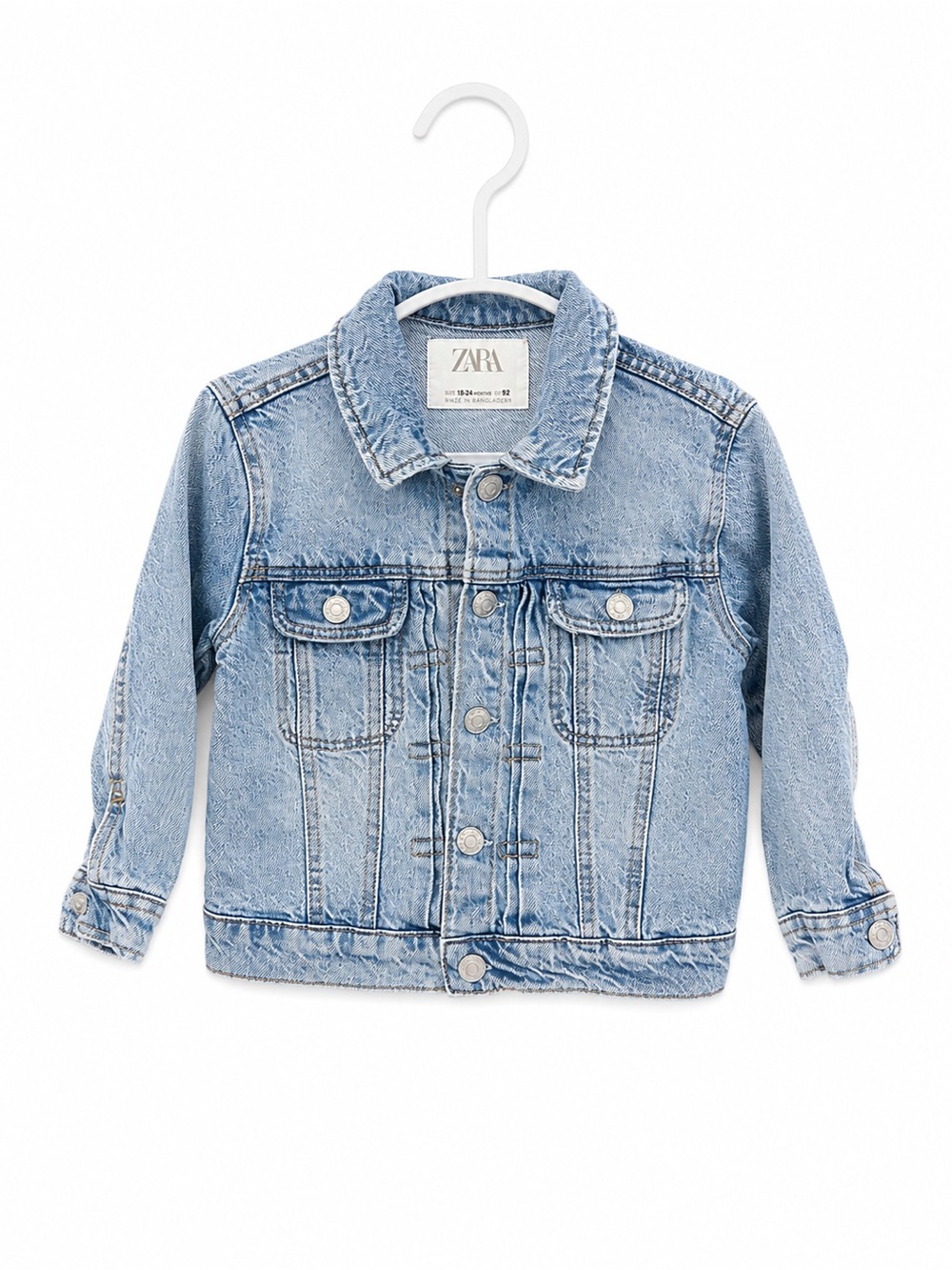 Zara Light Wash Denim Jacket 18-24M Trucker Jean Jacket Like New